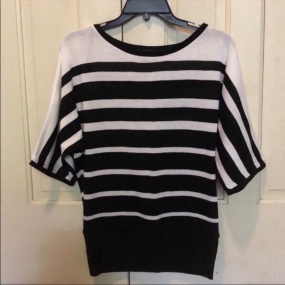 💘NWOT AB STUDIO WOMENS SIZE SMALL BLACK & WHITE STRIPED DOLMAN SWEATER - Picture 13 of 14